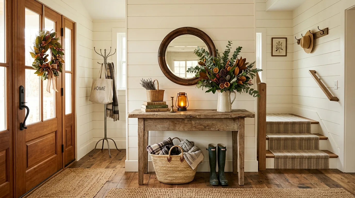 Use storage pieces that keep clutter from spreading inspiration for an entryway.